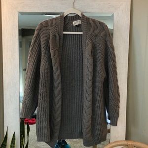 Loose Twist Knitted Duster Cardigan Sweater-Grey